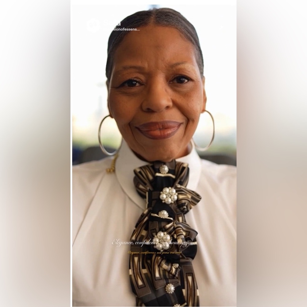 Black & Gold Pearl Statement Tie Necklace – Elegant Church & Office Accessory